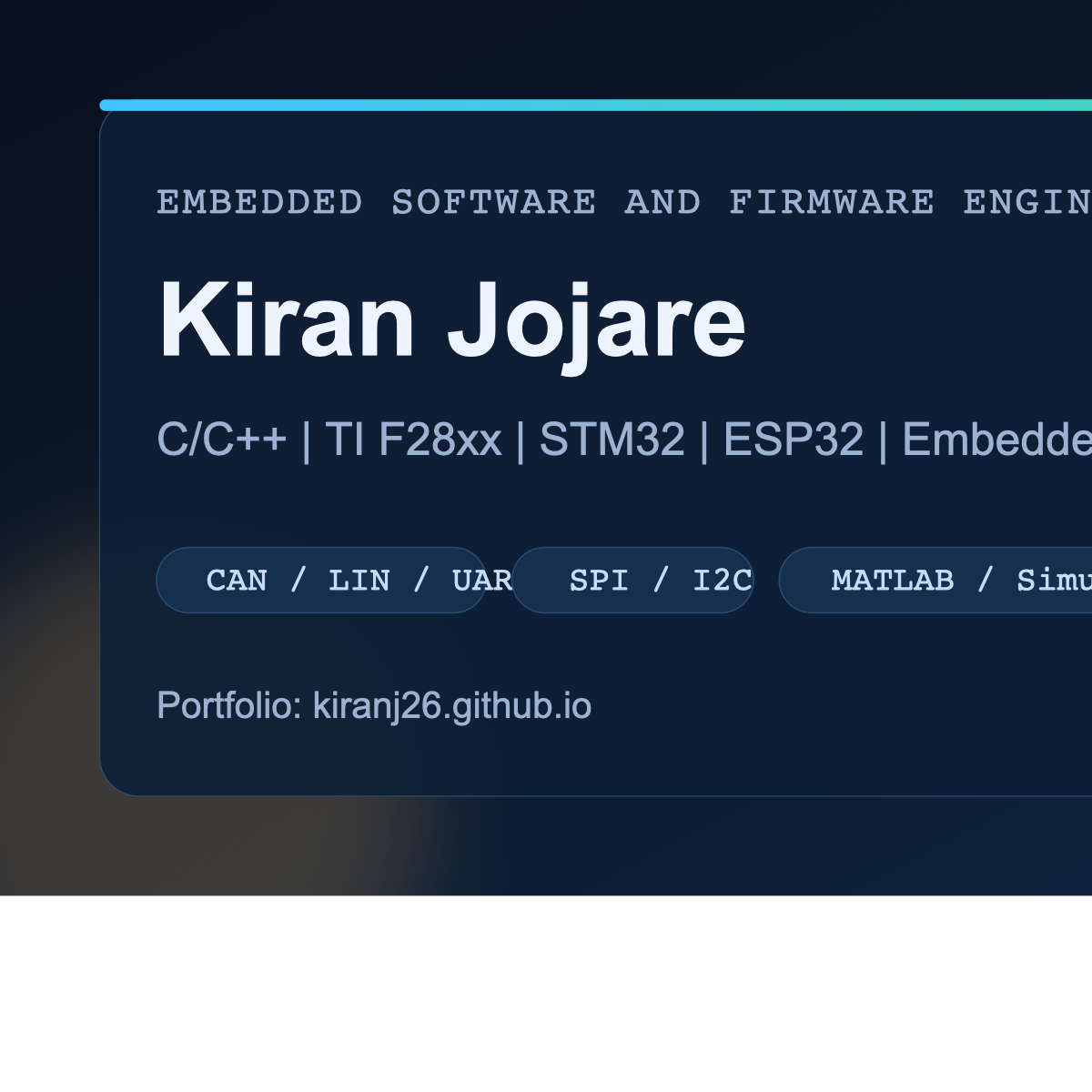 Kiran Jojare | Embedded Firmware Portfolio